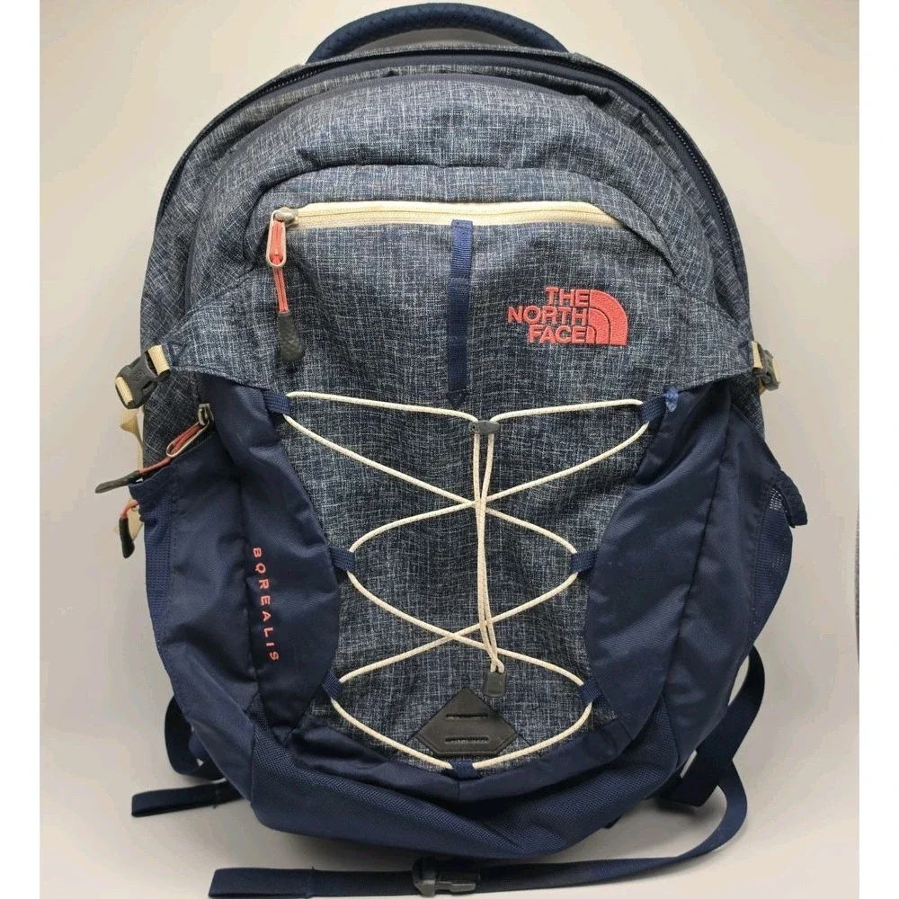 The North Face Borealis Backpack FlexVent Blue Pink Heather Laptop Hiking Bag